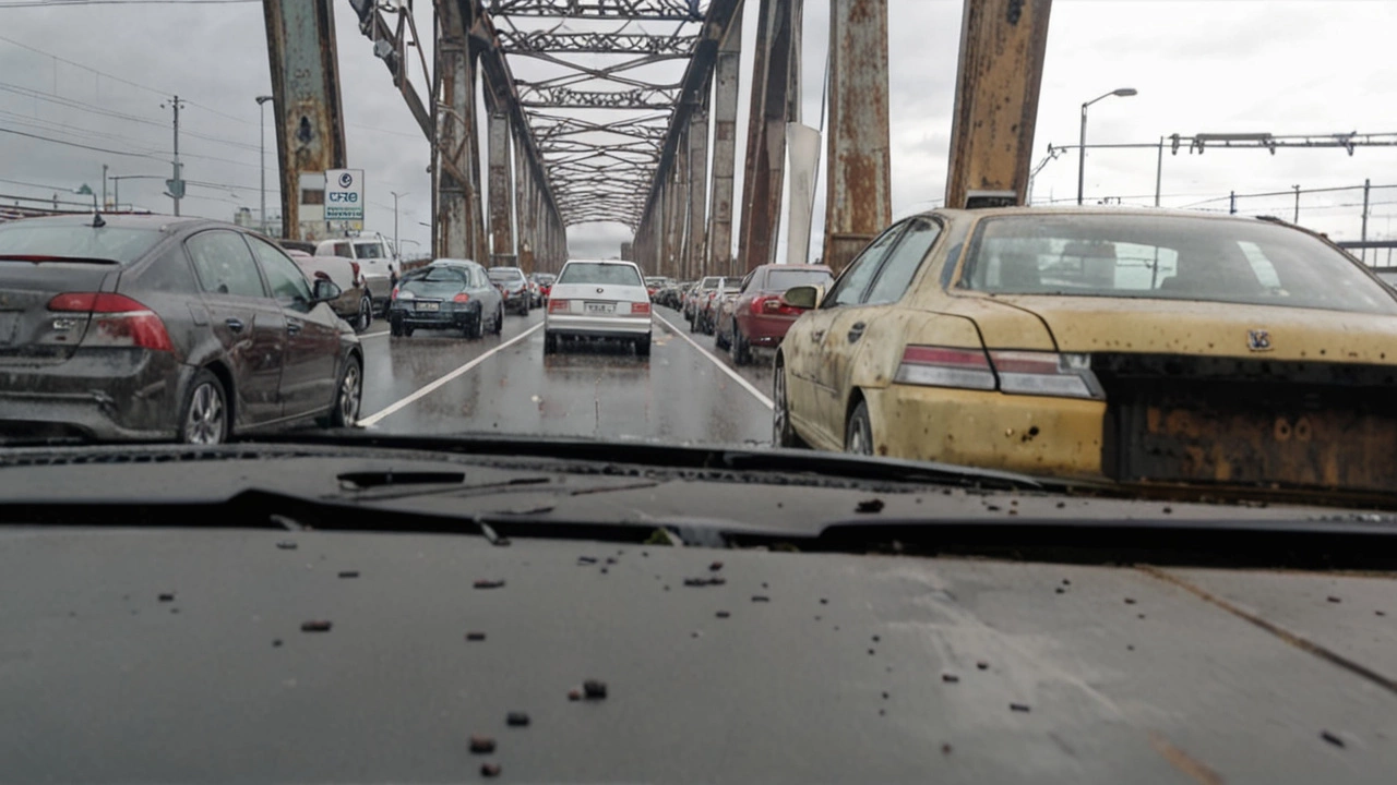 Затор на Императорском мосту в Ульяновске из-за дорожного происшествия
